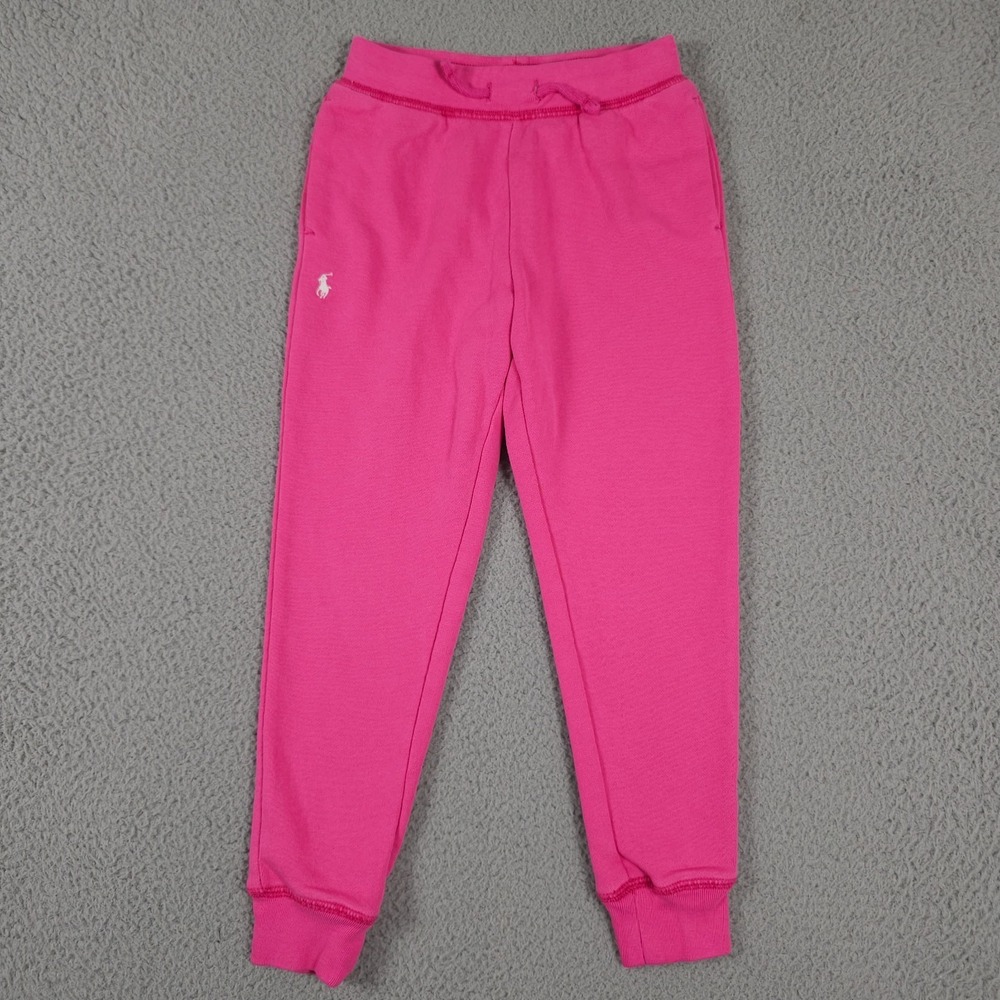Polo Ralph Lauren Pants Girl 6 Bright Pink Pull On Jogger Sweatpants Pony Preppy